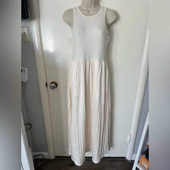 Dkny Cream Pleated Sleeveless Midi Dress - Picture 3 of 10